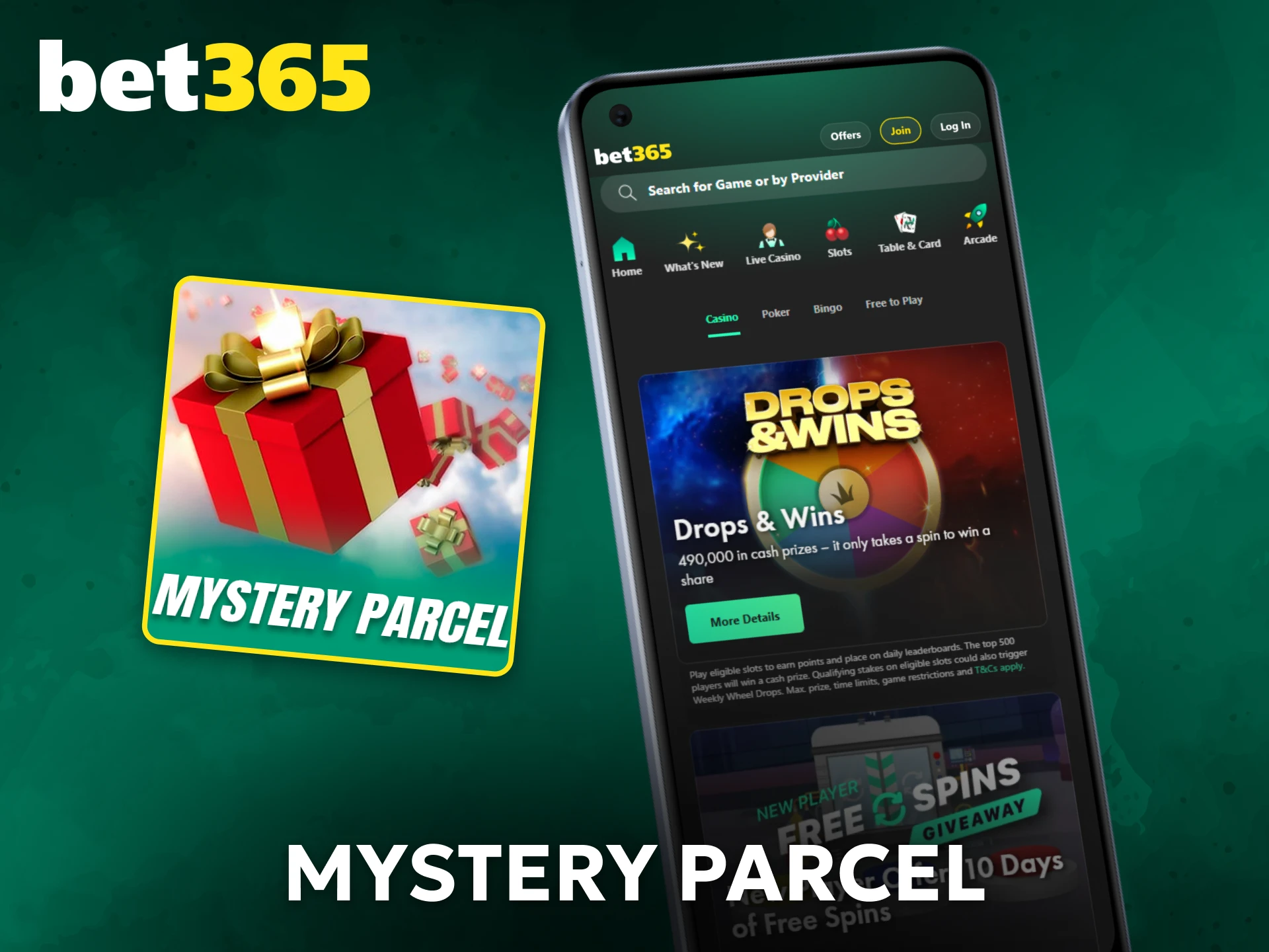 Open Bet365 Mystery Parcel promotions for surprise prizes.