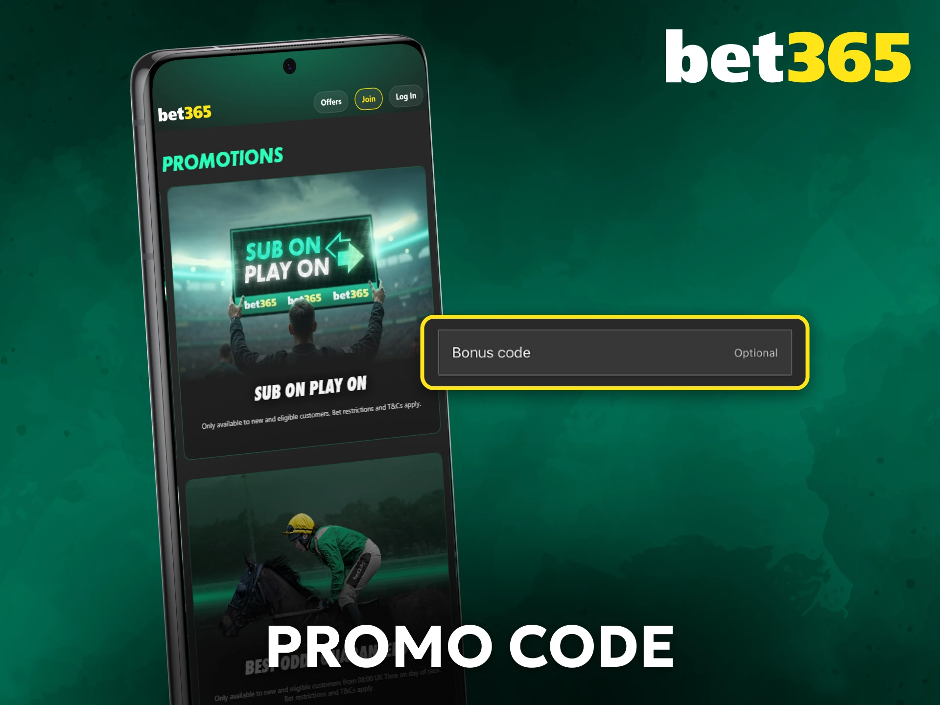 Activate rewards using a Bet365 promo code in India.
