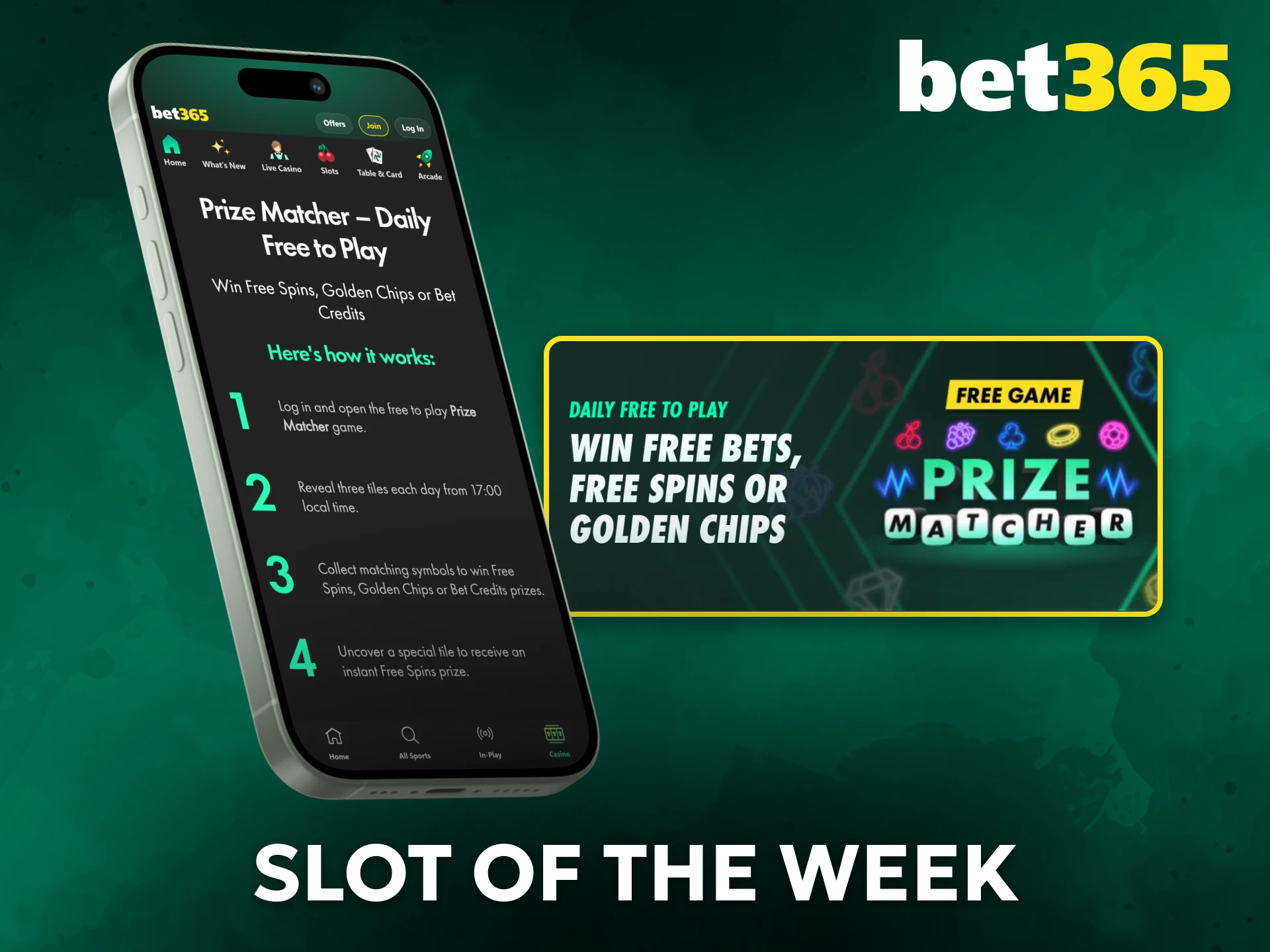 Try Bet365 Slot of the Week for extra gaming rewards.