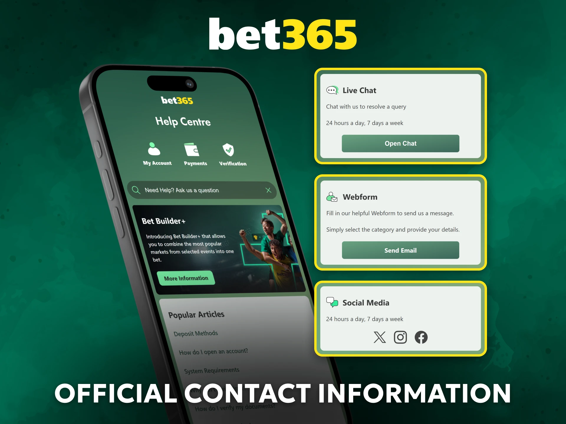 Access official Bet365 contact information for reliable customer help.