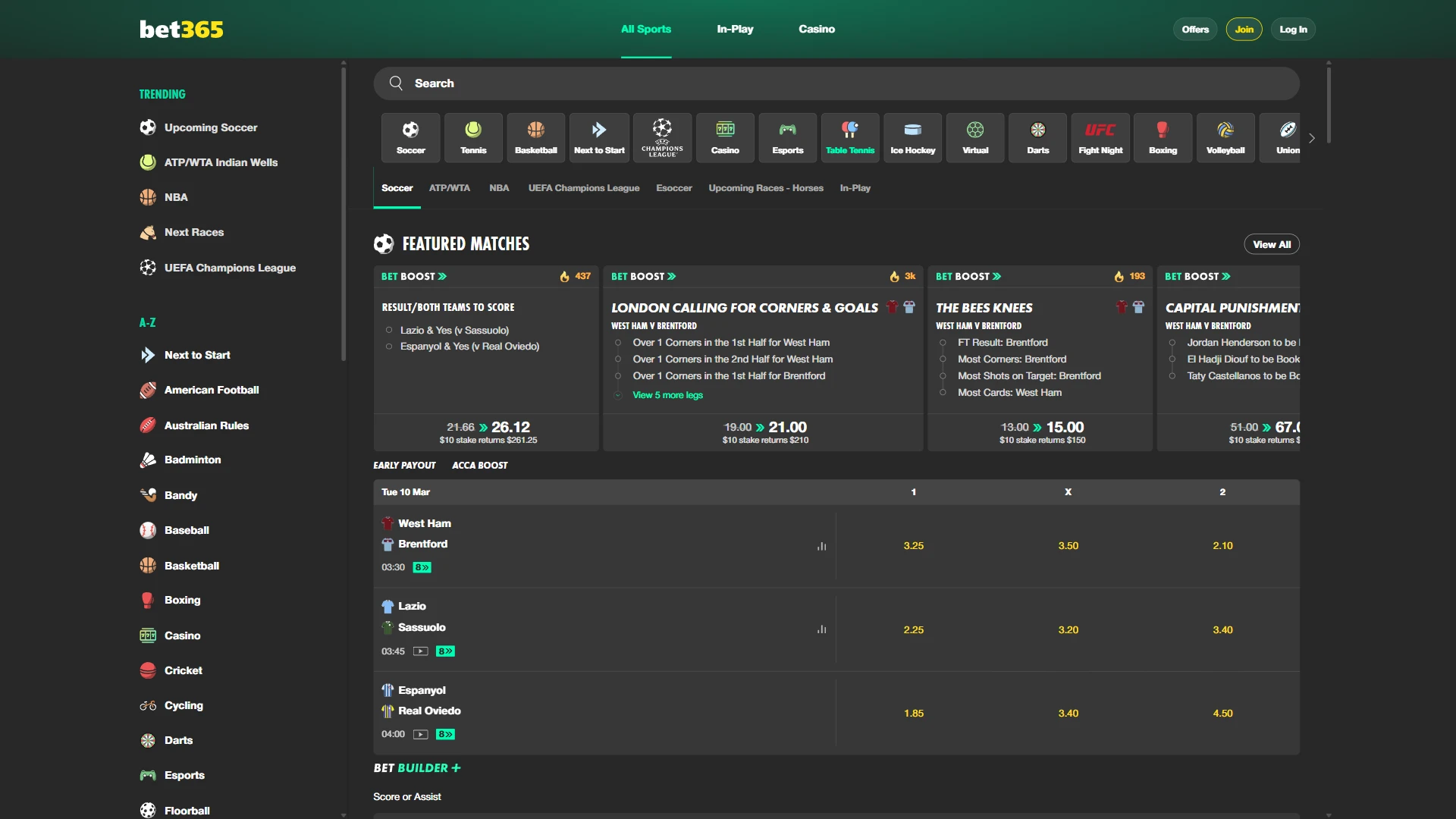 Open the PC version of the bet365 App to start.