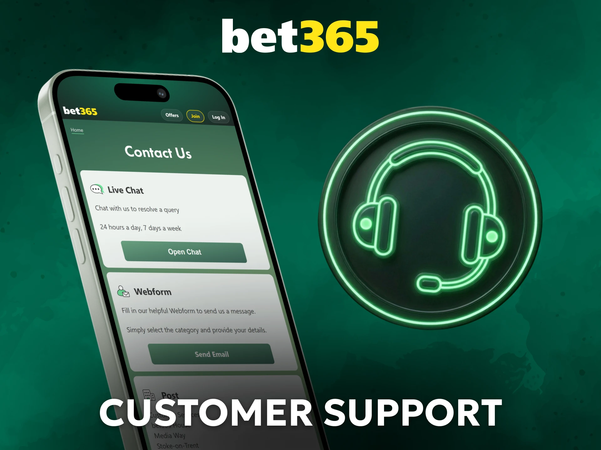 Contact customer support directly through the Bet365 app help section.