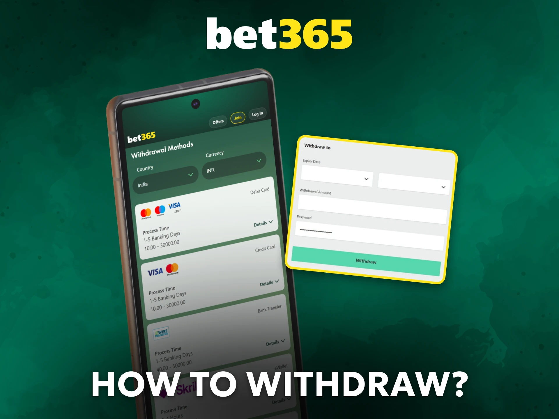 Withdraw winnings securely from Bet365 in India using available payout options.