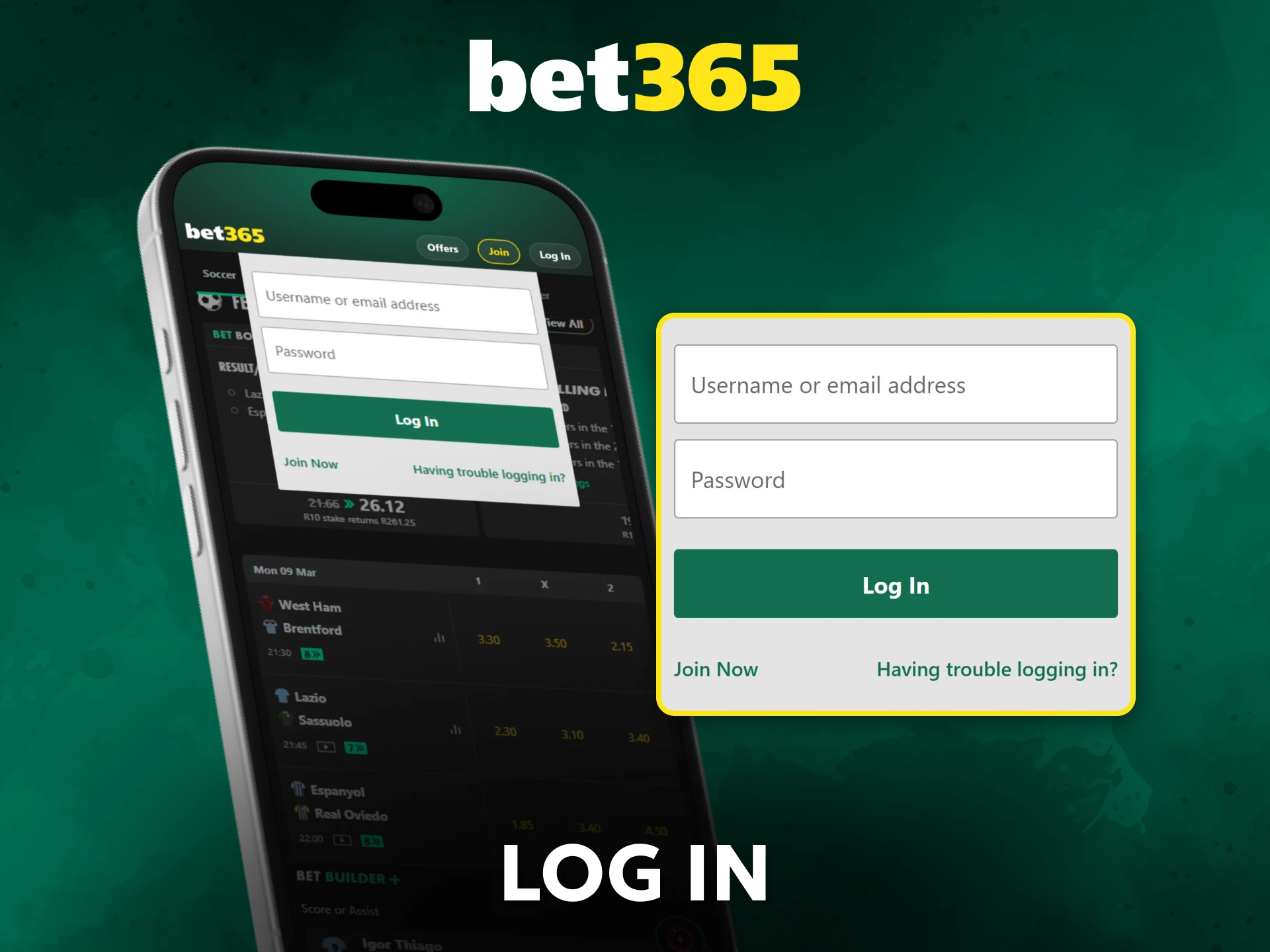Log in to Bet365 anytime to access your betting dashboard.
