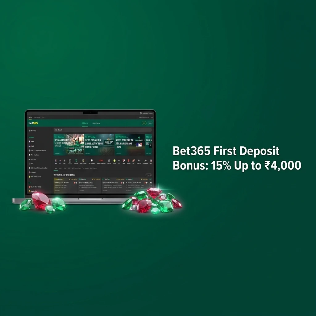 Bet365 first deposit bonus offering 15% up to ₹4,000 for new players in India on sports betting markets