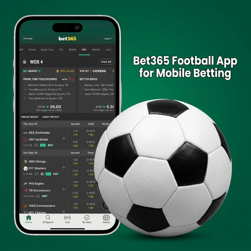 Bet365 football mobile app interface for Android and iOS betting in India, showing live markets and bet slip