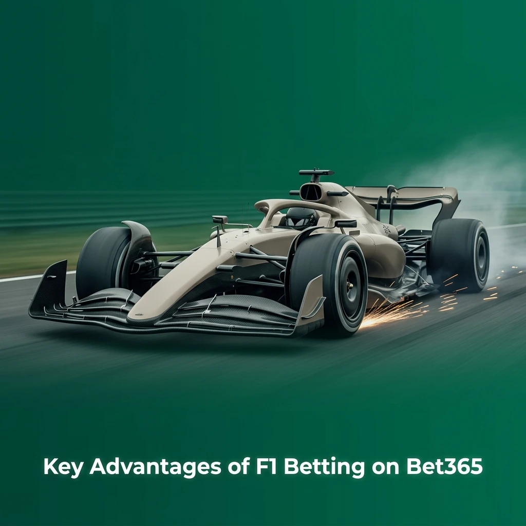 Key advantages of F1 betting on Bet365 including live markets, INR payments, cash out, and mobile app features for Indian bettors