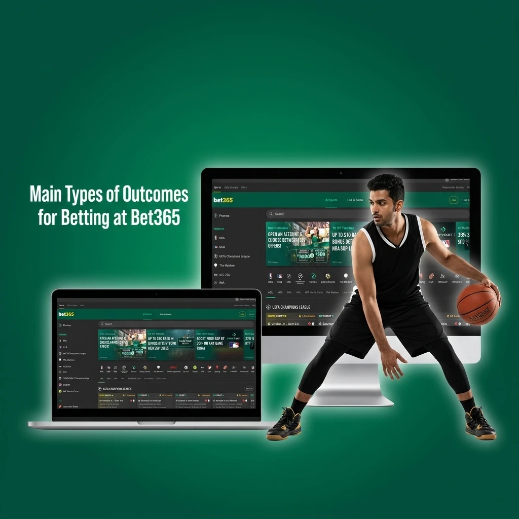 Bet365 betting outcome types including 1X2, Over Under, Double Chance, Handicap, and BTTS explained