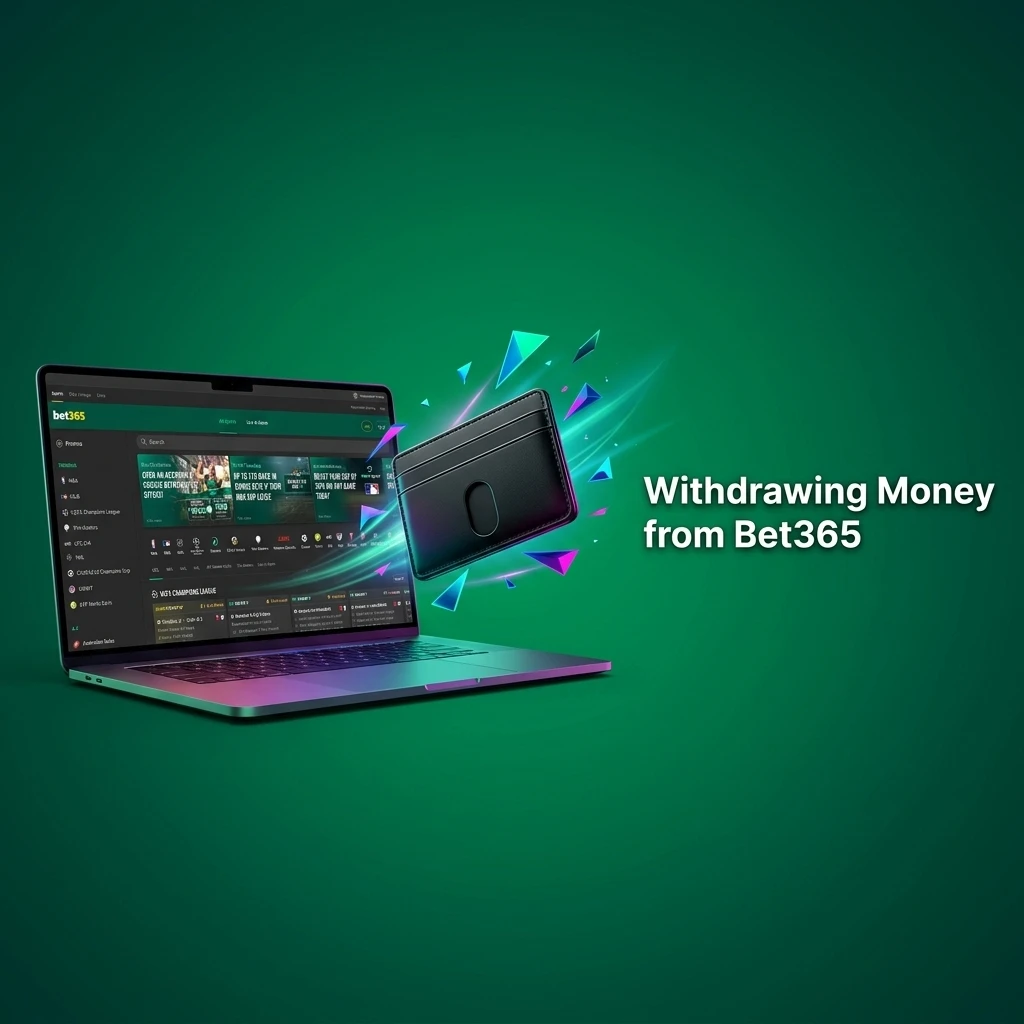 Bet365 withdrawal steps showing cashier section with UPI and net banking options for Indian users